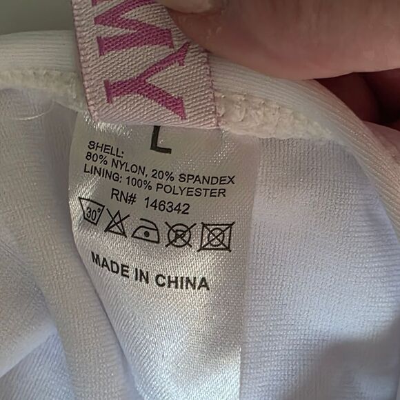 Women's White and Blue Swimsuit - Picture 4 of 5